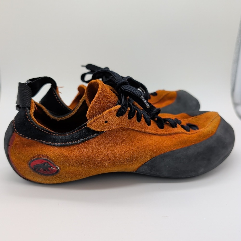 MAMMUT Edge Orange Suede Rock Climbing Bouldering Shoes Sz US 8 UK 7 EUR 41 EUC